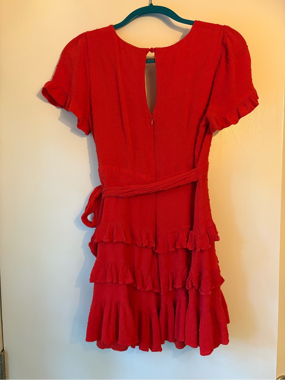 Lulu's Bright Red Ruffle Wrap Mini Dress - Picture 2 of 4